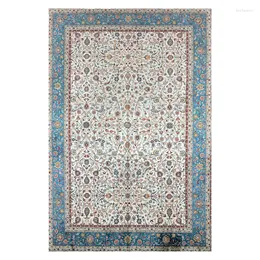 Tapetes turcos tapete de seda oriental para sala de estar tamanho grande 6'x9'