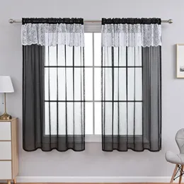 Curtain Modern Lace White Window Drapes Solid Tulle Sheer Short Curtains For Kitchen Cabinet Door Bedroom Home Decor