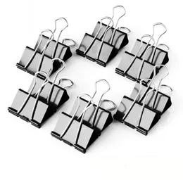 Clipboards 12PCS Metal Paper Clip Foldback Binder Clips Black Grip Clamps Document Office School Stationery 231130