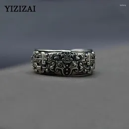Klusterringar yizizai kinesiska gudomliga djur gourmet ring vintage silver färg dominerande klassiker mäns berg hav vind juveler kvinnor
