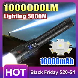 Torches 1000000lm Ultra Flashlight Zoom 5000M Torch Torch High Power High Power LED