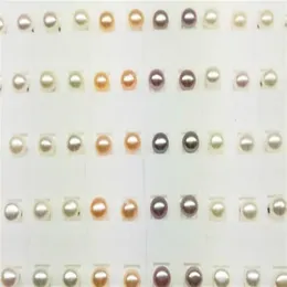 50 pares / lote Brinco de pérola prata prego para artesanato DIY joias da moda presente cores mistas W1315O