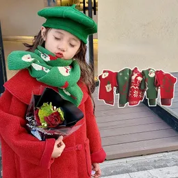 スカーフラップ冬の男の子と女の子のファッションニットクリスマススカーフ子供温かい厚いホリデーギフト全マッチネッカチーフ231129