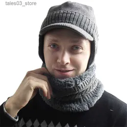 Beanie/Skull Caps CAMOLAND Knitted Warmer Hat Winder Outdoor Men Women Plush Hat Autumn Winter Pullover Cap Scarf Set Ear Protection Wool Cap Q231130
