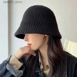 Beanie / Skull Caps Moda Malha Beanie Cap Party Cool Bucket Yarn Fisherman Hat Mulheres Outono Inverno Bacia All-Matching Rosto Pequeno Quente Q231130