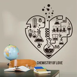 Adesivos de parede Grande Química Ciência Abstrata Coração Decalque Laboratório Sala de Aula Geek Valentine Adesivo LW318266L