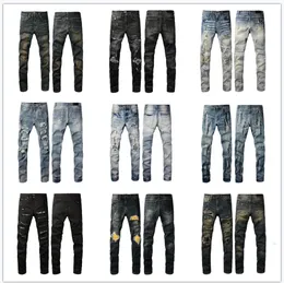 Herren-Jeans, zerrissen, Biker-Jeans, schmale Passform, Biker-Denim für Herrenmode, blaue Hosen für Herren