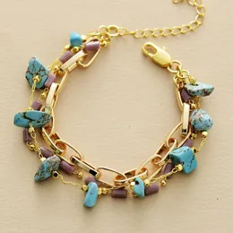 Łańcuch łańcucha łącza Bracelets Bracelets Kobieta Homme Stone Natural Stone Turquoises Crystal Breyband Mens Teengirl Biżuter