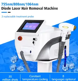 Remoção a laser de laser Diodo Remoção de cabelo Rejuvenescimento 3 comprimento de onda 755nm 808nm 1064nm Equipamento de beleza