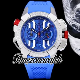 Nowy EPIC X Chrono Ex120.43 EC323.42 Chronograf kwarcowy Męski zegarek szkielet niebieski wybierany stalowa diamentowa ramka gumowa pasek stopowy zegarki TimeZoneWatch A04C6
