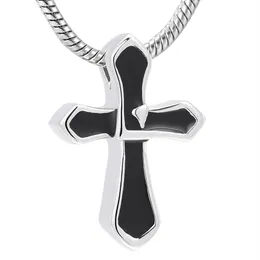 IJD10026 Silver and Black Color تصميم فريد من نوعه Cross Cremation Pendant Men Women Gift Durn Necklace Hold Ones Ashes Casket266d