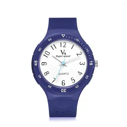 손목 시계 50pcs /lot v6 브랜드 실리콘 밴드 방수 시계 남성 여자 선물 도매