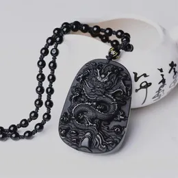 Tropfen Schwarzer Obsidian Drache Halskette Anhänger Jade Anhänger Schmuck Liebhaber Anhänger Glück Amulett2428