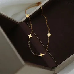Pendant Necklaces 316L Stainless Steel Mini Flower Star Chain Necklace For Women Minimalist Choker Neck Waterproof Jewelry Drop