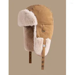 Береты, теплая шапка с имитацией волос, шапка Lei Feng, японская плюшевая и толстая уличная велосипедная защита для ушей, защита от холода