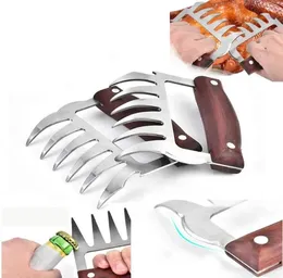 Utensili da cucina Artiglio in acciaio inossidabile Manico in legno Carne divisa Carne strappante Multifunzione Carne Shred Maiale Morsetto Strumento per barbecue dh762