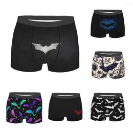 Cueca boxers de morcego preto calcinha masculina dupla laterais machos impressos de máquina respirável e respirável poliéster fresco