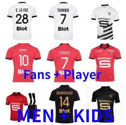 Stade Rennais 23 24 Soccer Jerseys Rennes Maillot de Foot 2023 2024プレーヤーバージョンBourigeaud Terrier Guirassy Aguerd Kalimuendo Traore Men Kids Kitフットボールシャツ