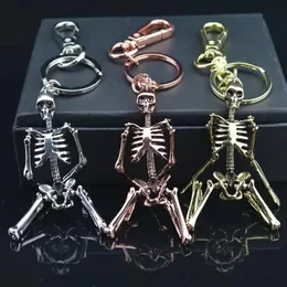 Keychains Gwwfs Skull Skeleton Pendant Key Chain Men Women Bag Charm Ring Car Keychain Keyrings Chaveiro Gift225H
