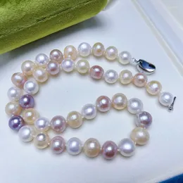Kedjor Vackra 10-11mm naturliga pärlhalsband godisfärg nästan positiv runda för mamma gåva