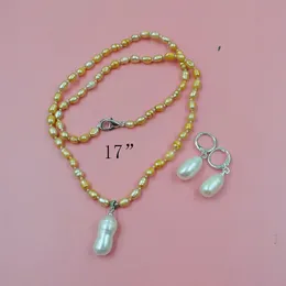 Conjuntos de joias de casamento promoção 4mm colar de pérola barroca natural 17 "conjunto clássico 231130