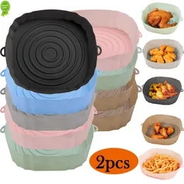 New Silicone Air Fryers Oven Baking Tray Round Replacement Grill Pan Airfryer Accessories Kitchen Fried Chicken Basket Mat Fryer Pot