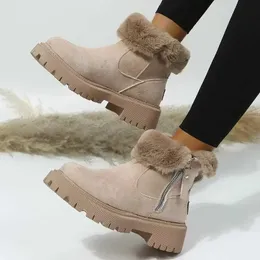 warmer Suede Women's Snow Boots Thick Plush Ankle Boots for Women Winter Keep Warm Cotton Shoes Elegant Turned-over Edge Ladies Boots