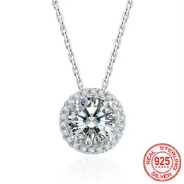 Véritable 925 bijoux en argent Sterling soleil fleur pendentif collier rond zircone diamant collier pour les femmes de mariée D103350Y