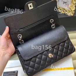 10A Sac de créateur miroir Sac à main à bandoulière Sac haut de gamme Sac double de qualité Sac à rabat Designer de luxe 25CM 30cm Cuir véritable Caviar Lambskin Classique Tout Noir Sac à main matelassé