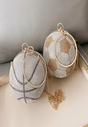 Luxury Diamond Basketball Clutch Bags for Women Football Shape Wedding Party Purse and Handbag Gold Sier Evening Bag ZD19171122783