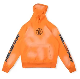 Hellstar Studios Hip Hop Rapper Street Hooded Men Projektanci Bluzy Women Set bluzy Pullover Orange Umyj bluzę z bluzą z mózgiem męskie ubrania sportowe