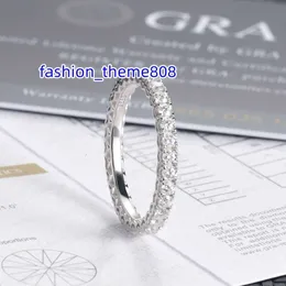 سعر المصنع المثلج 1.2 مم VVS مويسانيت الماس الكامل الأبدية S925 Sliver Pass Tester D Color Moissanite Pinky Rings