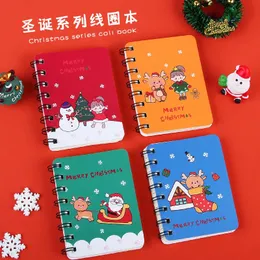 Anteckningar 3 datorer Jul Snowman Santa Claus Elk A7 Coil Notebook 40 Sidor Pocket Notepad Office School Learn Supplies Mini Diary Journal 231130