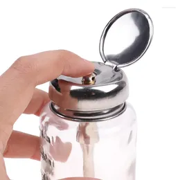 Storage Bottles 100ML Dispenser Pump Bottle Clear Nail Glass Polish Remover Push Down Empty Pumping Jar Airless Press Manicure Makeup