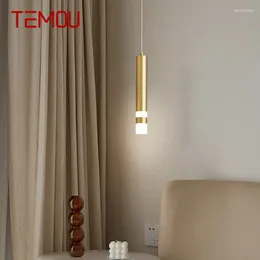 Pendant Lamps TEMOU Contemporary Simply Brass LED Lamp Elegant Decorative Copper Ceiling Lights For Home Study Bedroom