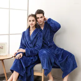 Men's Sleepwear XXXL Winter Flannel Robes Men Long Dressing Gown Women's Sleep Loung Solid Thick Waffle Coral Fleece Bath Robe Couples