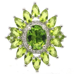 Pierścień Solitaire 25x22mm oszałamiające 5G zielony perydot wie kobietę randki srebrne pierścień codzienny zużycie kropla 230428