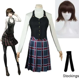 Persona makoto niijima cosplay traje de ladrão estranho grupo rainha peruca halloween halloween natal roupeing se vestindo