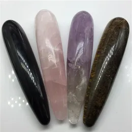 Objetos decorativos Figuritas 18 cm Varita de masaje de cristal de cuarzo natural Rosa Piedra curativa grande Yoni Stick como regalo para mujeres 289k