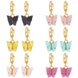 Baumeln Sie Ohrringe Schöner Koreanischer Schmetterlings-Ohrring-Schaukel-Goldfarben-Tropfen für Frau 2023 Ästhetischer Sand-Mädchen-Schmuck