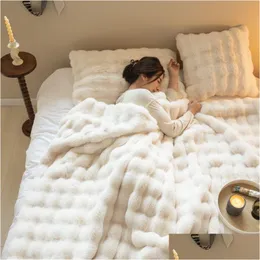 Cobertores Quentes Toscano Imitação Cobertor de Pele para o Calor de Inverno Super Confortável Cama High-End Sofá Drop Delivery Home Garden Têxteis DHPKG