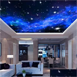 Wallpapers Interior Teto 3D Via Láctea Estrelas Parede Ering Personalizado Po Mural Papel de Parede Sala de estar Quarto Sofá Fundo Drop Delive DH6YD