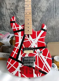 Electric Guitar, 5150 Red, white and Black stripes, Alder body, imported Canadian maple fingerboard, stock including express