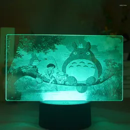 Nocne lampki anime 3D Lampa LED 7 klocka nocne światło dzieci dzieci dzieci sypialnia do dzieci dla dzieci