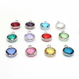 New Trendy 8.6MM Rotondo Cristallo Birthstone Argento Perline di Fascino per il Commercio All'ingrosso (Senza Catena)