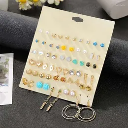 Studörhängen Vintage Crystal Pearl Mixed Geometric 30 Par/Set For Women Daily Korean Fashion Heart Flower Hook Drop Ear Studs