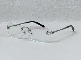 빈티지 광학 안경 판매 8418 림리스 렌즈 꼰 체인 및 체인 버클 템플 안경 비즈니스 패션 아방가르드 장식 안경 최고 품질