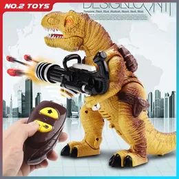 Electric RC Animals 2 4G Remote Control Dinosaur Toys Kids RC Electric Walking Simulation Animal Velociraptor Model With Light Sound Christmas Gifts 231129