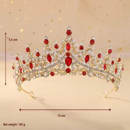 Ny Red Zircon Bride Crown Barock Atmosphere Water Diamond Birthday Crown Performance Hair Accessories Wedding Dress Accessories TS-0002