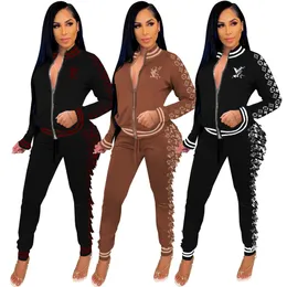 Designer Famous Clothing Long Sleeve Print Custom Oversized Jacket Long Pants Sets Women